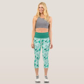 Aquamarin Paisley High Waisted Capris (Vorderseite)