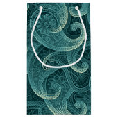 Aquamarin Paisley Timeless Pattern Kleine Geschenktüte (Rückseite)