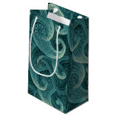 Aquamarin Paisley Timeless Pattern Kleine Geschenktüte (Rückseite Schrägansicht)