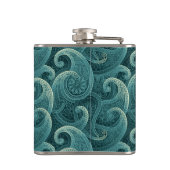 Aquamarin Paisley Timeless Pattern Monogram Flachmann (Rückseite)