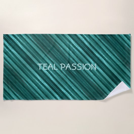 Aquamarin Passion Diagonal gestreift Personalisier Strandtuch (Vorderseite)