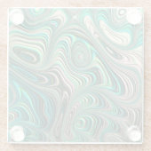 Aquamarin Paua Abalone Muschel Fraktal Abstraktes Glasuntersetzer (Rückseite)