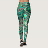 Aquamarin Paua Abalone Muschel Fraktal Abstraktes  Leggings (Rückseite)