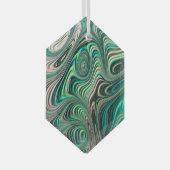 Aquamarin Paua Abalone Muschel Fraktal Abstraktes  Ornament Aus Glas (Vorderseite Rechts)