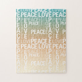 Aquamarin Peach Gold White Peace Liebe Puzzle
