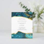 Aquamarin Peacock Blue Gold Agate Wedding (Stehend Vorderseite)