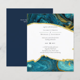 Aquamarin Peacock Blue Gold Agate Wedding