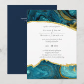 Aquamarin Peacock Blue Gold Agate Wedding (Vorne/Hinten)