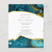 Aquamarin Peacock Blue Gold Agate Wedding Flyer (Vorne)