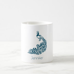 Aquamarin Peacock Bold & Stylish Art Deco Personal Kaffeetasse