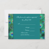 Aquamarin Peacock Elegance Peacock Wedding RSVP Karte (Rückseite)