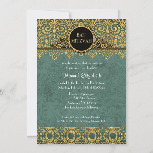 Aquamarin Peacock English Manor Art Deco Einladung (Vorderseite)