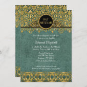 Aquamarin Peacock English Manor Art Deco Einladung (Vorne/Hinten)