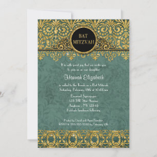 Aquamarin Peacock English Manor Art Deco Einladung