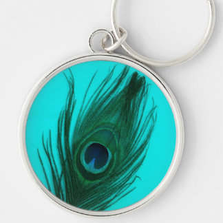 Aquamarin Peacock Feather Large Premium Schlüssela Schlüsselanhänger