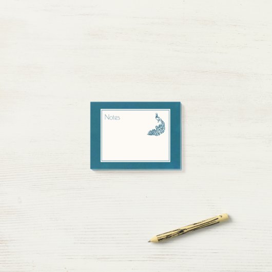 Aquamarin Peacock Fett Stilvolles Art Deco Design Post-it Klebezettel (Auf Schreibtisch)