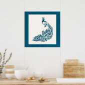 Aquamarin Peacock Fett Stilvolles Art Deco Design Poster (Küche)