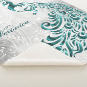 Aquamarin Peacock Personalisiert Sherpa Blanket Sherpadecke (3/4)