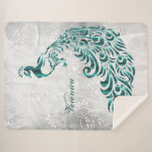 Aquamarin Peacock Personalisiert Sherpa Blanket Sherpadecke (Vorderseite (Horizontal))