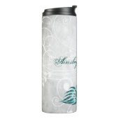 Aquamarin Peacock Personalisierter Thermaltumbler Thermosbecher (Nach links gedreht)