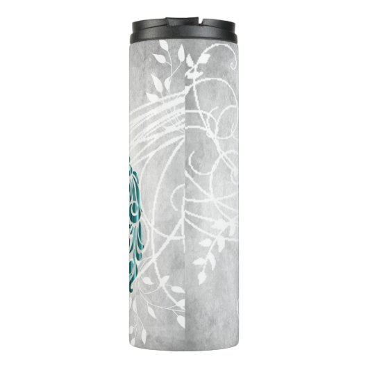 Aquamarin Peacock Personalisierter Thermaltumbler Thermosbecher (Rückseite)
