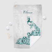 Aquamarin Peacock Personalisiertes Golfhandtuch (Insitu)