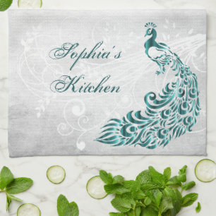 Aquamarin Peacock Personalisiertes Küchentuch