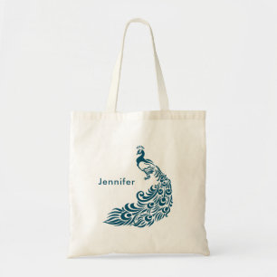 Aquamarin Peacock Stilvoll Art Deco Design Persona Tragetasche
