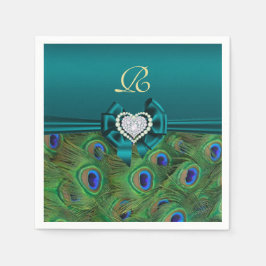 Aquamarin Peacock Wedding Paper Party Napkins Serviette