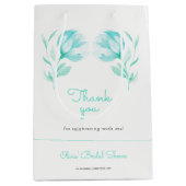 Aquamarin Peonies-Brautparty Mittlere Geschenktüte (Vorderseite)