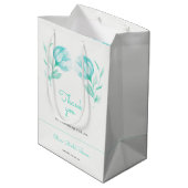 Aquamarin Peonies-Brautparty Mittlere Geschenktüte (Rückseite Schrägansicht)