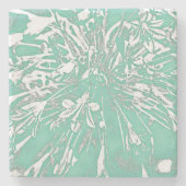 Aquamarin Peony Stone Untersetzer (Vorderseite)