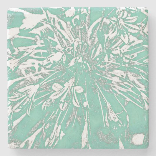 Aquamarin Peony Stone Untersetzer (Vorderseite)