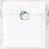 Aquamarin Peony Wreath Bridesmaid Name ID456 Runder Aufkleber (Tasche)
