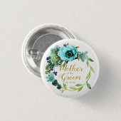 Aquamarin Peony Wreath Mother of the Groom ID456 Button (Vorne & Hinten)