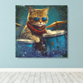 *~* AQUAMARIN Percussionist Coole Katze AP91 DRUMM Leinwanddruck (Insitu (Holzboden))