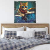 *~* AQUAMARIN Percussionist Coole Katze AP91 DRUMM Leinwanddruck (Insitu (Schlafzimmer))