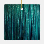 Aquamarin Pine Green Tinsel Gold Weihnachtsbaum Keramikornament (Rückseite)