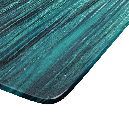 Aquamarin Pine Green Tinsel Gold Weihnachtsbaum Schneidebrett (Ecke)