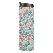 Aquamarin Pink Boho Blume 3D Aufgeblasene Mama Thermosbecher (Nach rechts gedreht)