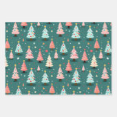 Aquamarin Pink Fun Weihnachtsbäume Geschenkpapier Set (Vorderseite 3)