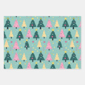 Aquamarin Pink Fun Weihnachtsbäume Geschenkpapier Set (Vorderseite)