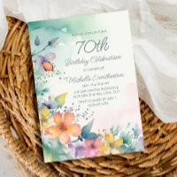 Aquamarin Pink-Gelbe Pastel-Blume 70. Geburtstag