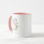 Aquamarin Pink Gold Aquarell Floral Monogram S Tasse (Vorderseite Links)