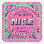 Aquamarin Pink Gold Wise Mama Sprichwort und Puff Quadratischer Aufkleber (Vorderseite)