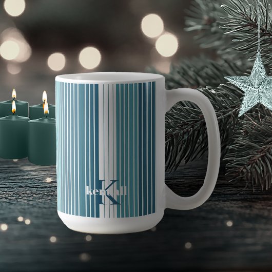 Aquamarin Pinstripe Christmas Pattern#28 ID1009 Kaffeetasse