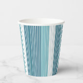 Aquamarin Pinstripe Christmas Pattern#28 ID1009 Pappbecher (Vorderseite)