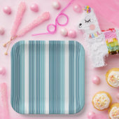 Aquamarin Pinstripe Christmas Pattern#28 ID1009 Pappteller (Party)