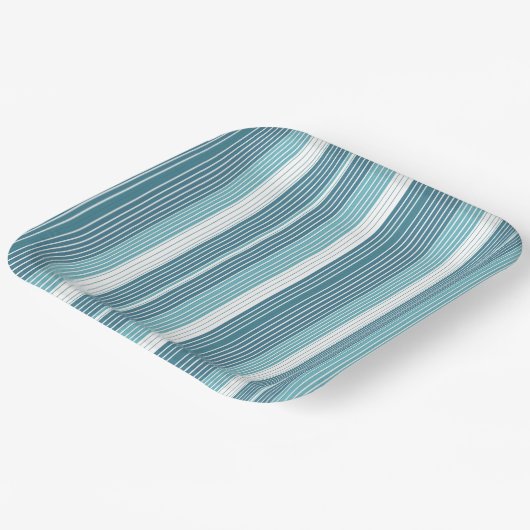 Aquamarin Pinstripe Christmas Pattern#28 ID1009 Pappteller (Gewinkelt)
