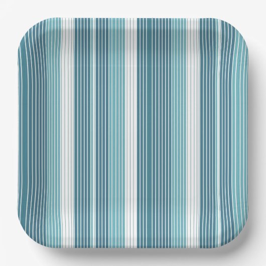 Aquamarin Pinstripe Christmas Pattern#28 ID1009 Pappteller (Vorderseite)